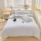 Soft Pink Stripe Queen Duvet Cover Set, 4pcs