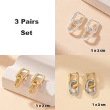 Stainless Steel Gold Geometric Hoop Earrings for Women