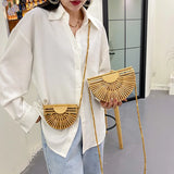 Fashion Half Moon Bamboo Shoulder Crossbody Bag