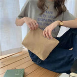 Solid Color Corduroy Cosmetic Bag Clutch for Travel