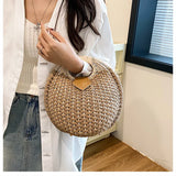 Casual Straw Woven Spherical Handbag for Women