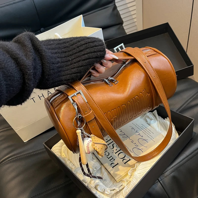 Multifunctional Cylinder Shaped Shoulder Bags for Women