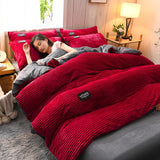 Ultra Soft Velvet Corduroy Duvet Cover Set 3pcs