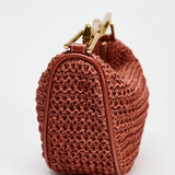 Summer Rattan Half-Moon Beach Straw Shoulder Bag