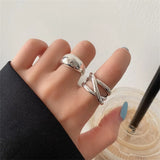VENTFILLE 925 Sterling Silver Water Droplets Cross Ring