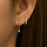 Fashion Stainless Steel Star Drop Earrings Set - 3 Piece