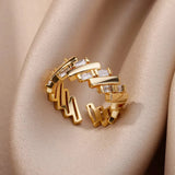 Luxury Zircon Geometric Ring for Women, Gold Color