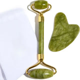 Jade Roller and Gua Sha set Spa Grade Green Face Massager 100% Authentic Stone - Clean Vanilla