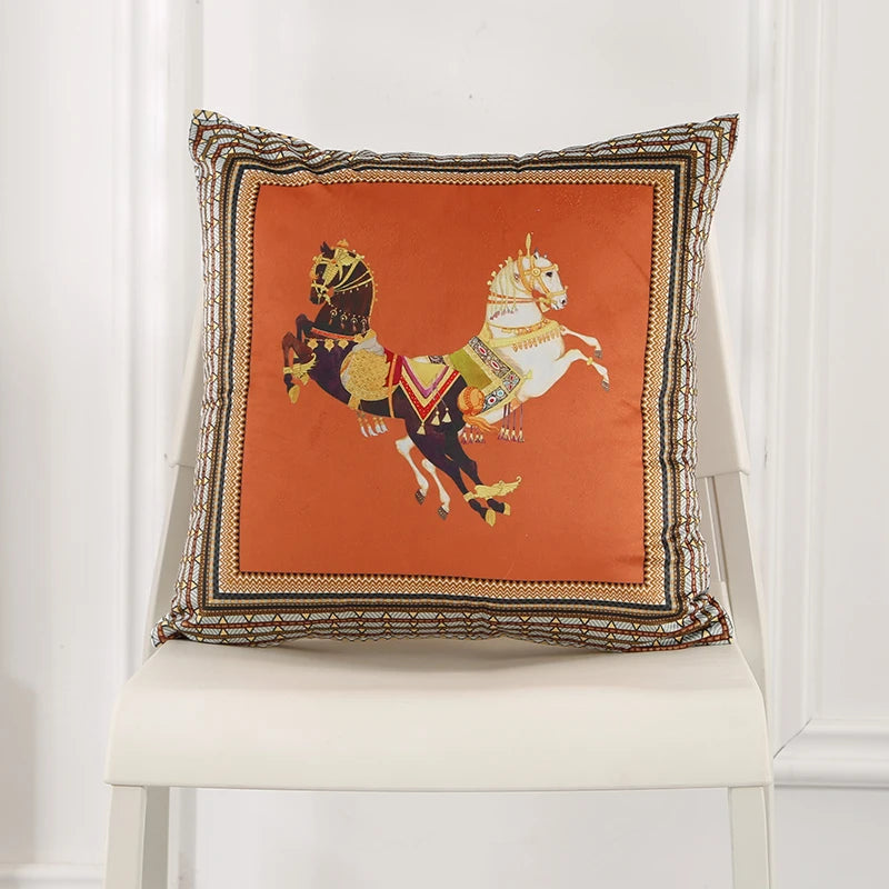 Luxury White Horse Velvet Pillow Case 45x45cm