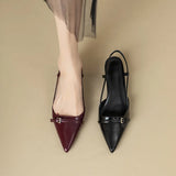 2024 New Summer Red Patent Leather Mid-Heel Sandals