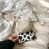 Pearl Handle Mini Bucket Bag for Women 2023
