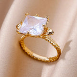 Gold Color Stainless Steel Adjustable Heart Ring