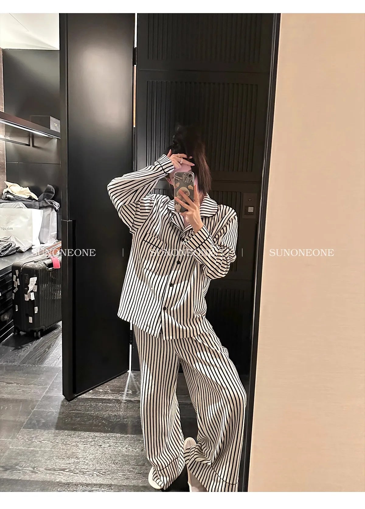 Luxury Striped Cotton Pajamas Women's Wide Leg Set  Clean Vanilla Store