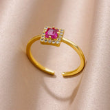Gold Color Stainless Steel Adjustable Heart Ring