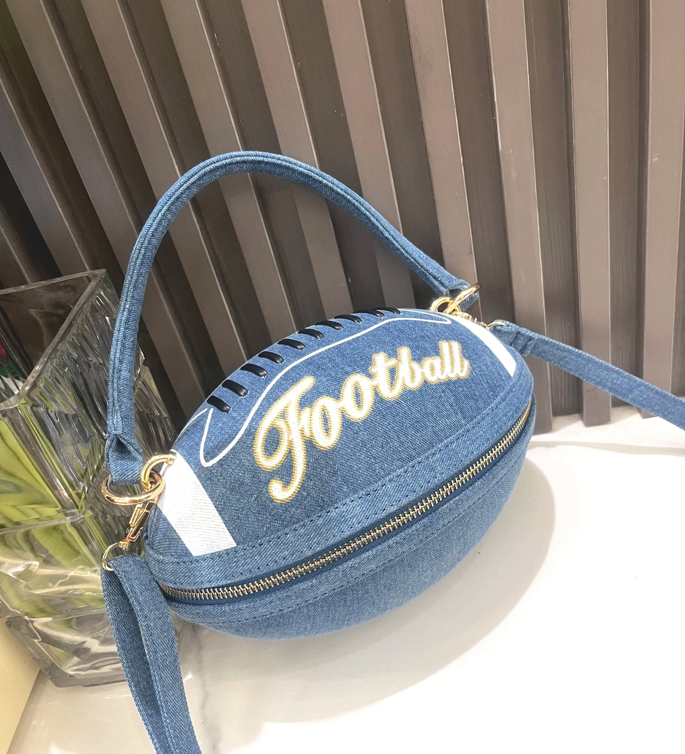 Luxury Designer Denim Ball Shape Evening Clutch Bag