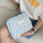 Quilted Cotton Retro Cherry Travel Cosmetic Bag  Clean Vanilla Store