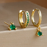 Fashion Stainless Steel Star Drop Earrings Set - 3 Piece
