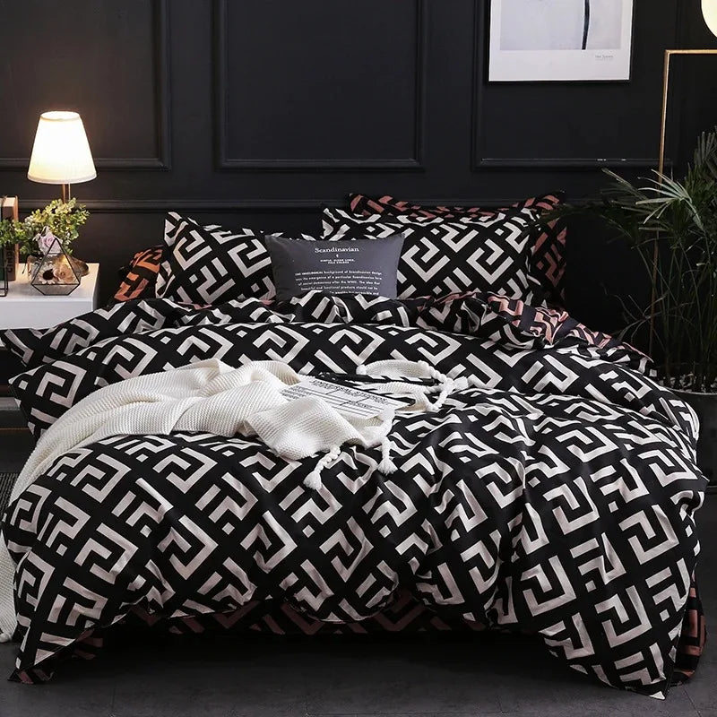 Luxury Black Bedding Comforter Set with Pillow Case