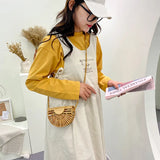 Fashion Half Moon Bamboo Shoulder Crossbody Bag