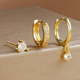 Fashion Stainless Steel Star Drop Earrings Set - 3 Piece