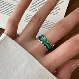 VENTFILLE 925 Sterling Silver Water Droplets Cross Ring