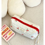 Quilted Cotton Retro Cherry Travel Cosmetic Bag  Clean Vanilla Store