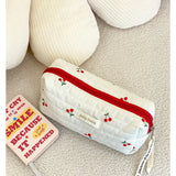 Quilted Cotton Retro Cherry Travel Cosmetic Bag  Clean Vanilla Store