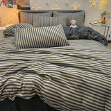 Nordic Plaid Wash Cotton Bedding Set, 4 Pcs