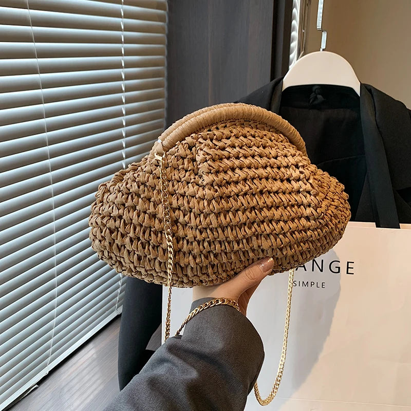 2024 Summer Straw Weaving Crossbody Bag - Shell Design