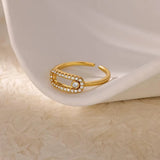 Luxury Zircon Geometric Ring for Women, Gold Color