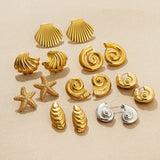 Vintage Gold Plated Snail Shell Earrings for Women