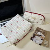 Quilted Cotton Retro Cherry Travel Cosmetic Bag  Clean Vanilla Store