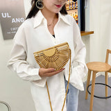 Fashion Half Moon Bamboo Shoulder Crossbody Bag