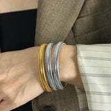Stainless Steel Texture Flex Cuff Bracelet Women Gifts