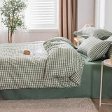 Simple Bedding Set Plaid Queen Duvet Cover Kit 4pcs