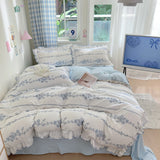 4pcs Floral Korean Lace Duvet Cover Set