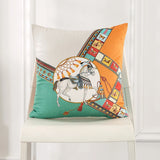 Luxury White Horse Velvet Pillow Case 45x45cm