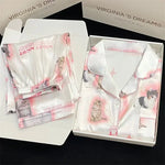 Kawaii Youth Girl's Cute Cat Satin PJs Set  Clean Vanilla Store