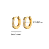 Gold Geometric Pave Zirconia Round Hoop Earrings