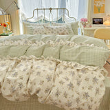 Korean Lace 100% Cotton Duvet Cover Set, 3pcs