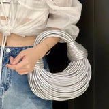 Gold Luxury Handwoven Hobo Evening Clutch Bag