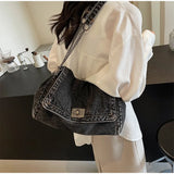 Denim Chain Crossbody Bag for Daily Work & Travel