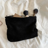 Solid Color Corduroy Cosmetic Bag Clutch for Travel