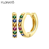 925 Silver Needle Crystal 9mm Small Hoop Earrings