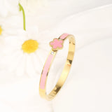 6 Colors Luxury Stainless Steel Flower Bangle
