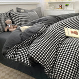 Nordic Plaid Wash Cotton Bedding Set, 4 Pcs