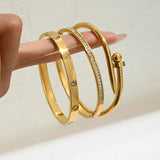 Stainless Steel Gold Nail Bracelet for Women