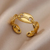 Gold Color Stainless Steel Rings for Women Men