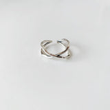 VENTFILLE 925 Sterling Silver Water Droplets Cross Ring