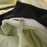 Korean Style Bedding Set with Black Cat Embroidery 4 pcs